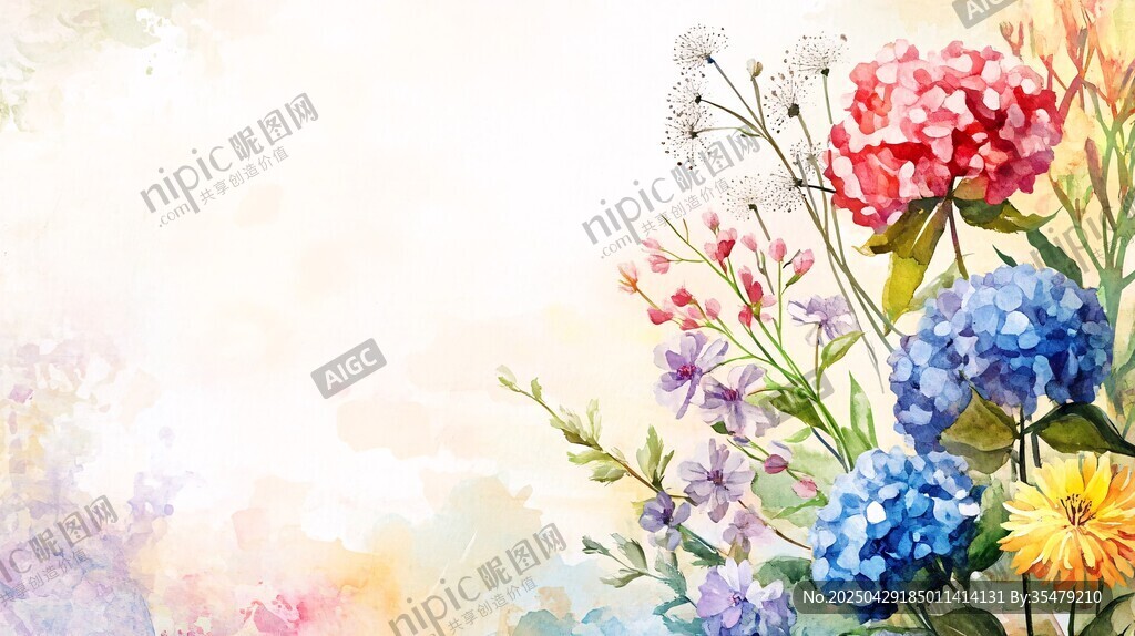 水彩花卉背景圖