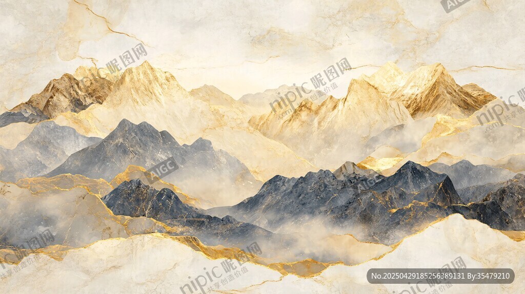 金色山巒大理石紋理背景