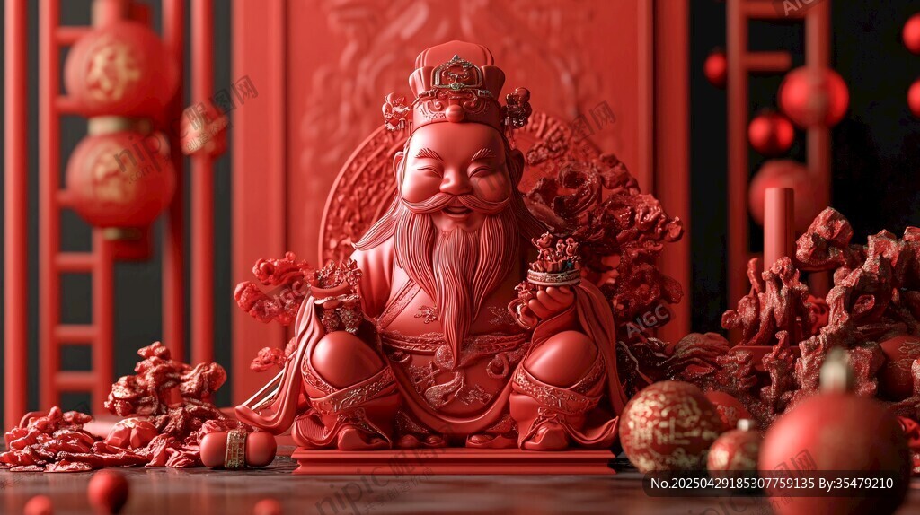 紅色財神擺件 喜慶氛圍濃