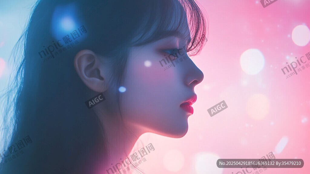 夢(mèng)幻光影下的柔美少女側(cè)顏