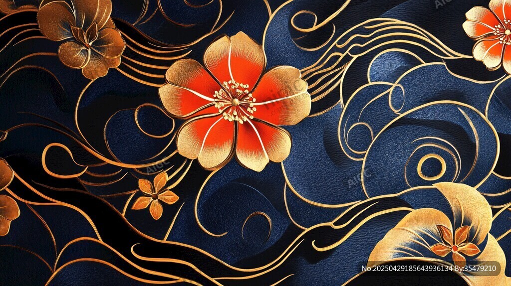 中式繁花黑金風(fēng)華麗圖案