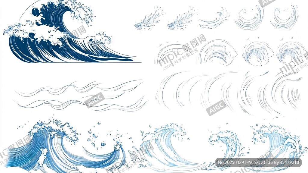 多樣海浪圖案集合
