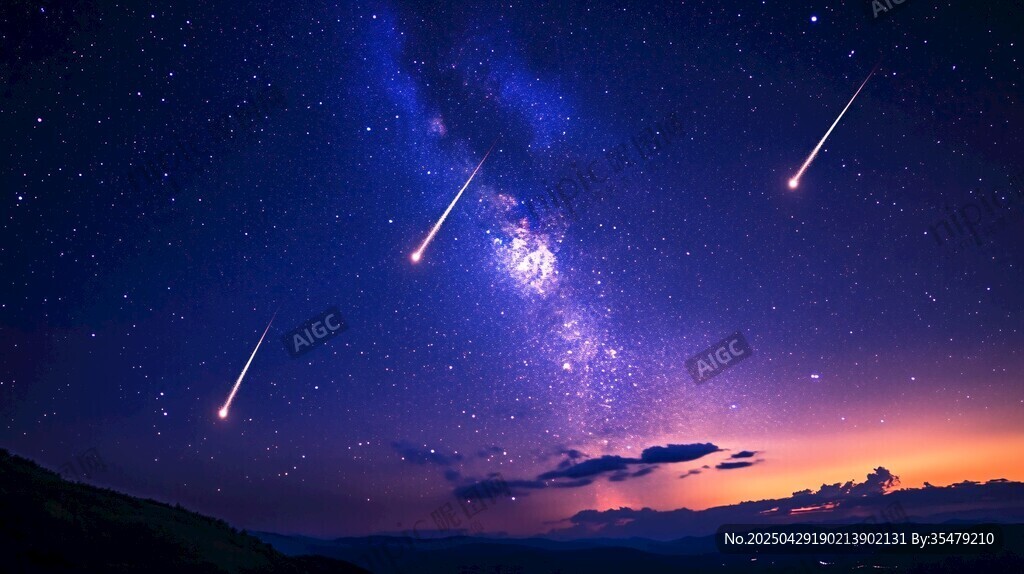 夜幕流星下的夢幻星空