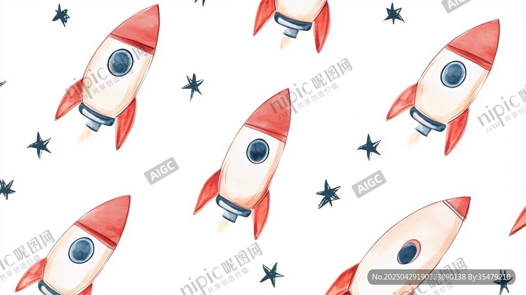 火箭星星圖案 童趣風(fēng)背景