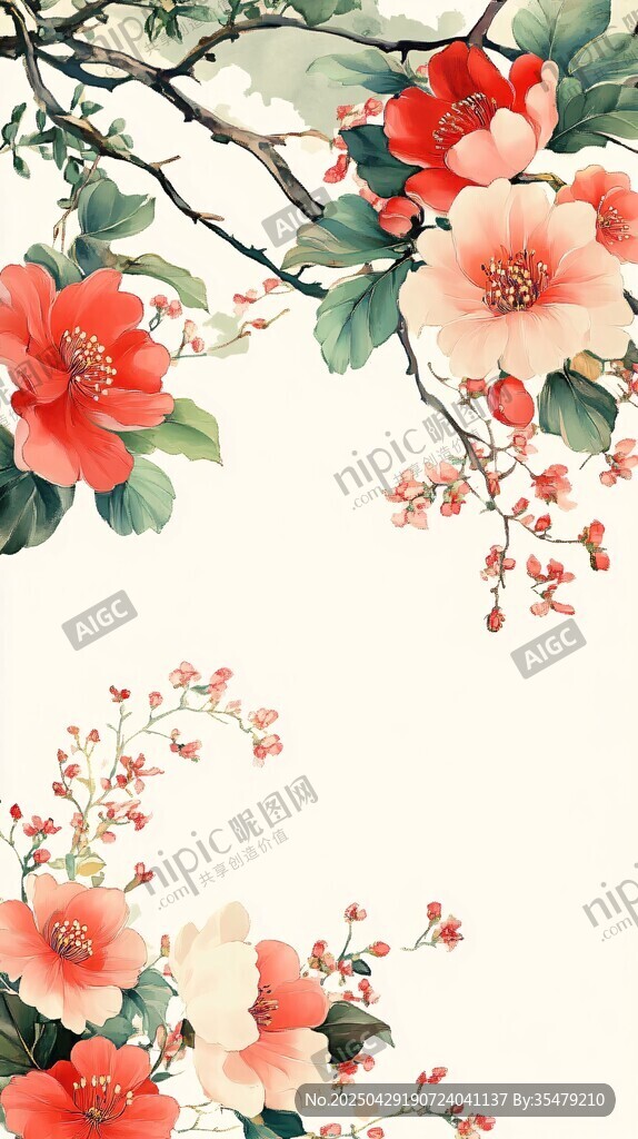 中式花卉圖 優雅古典意境