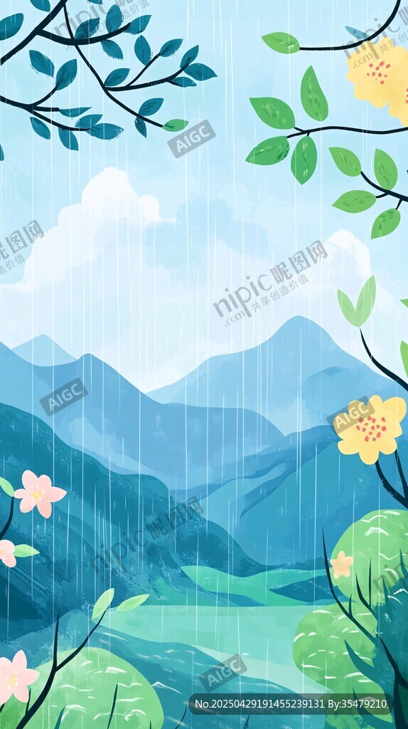雨中山間美景