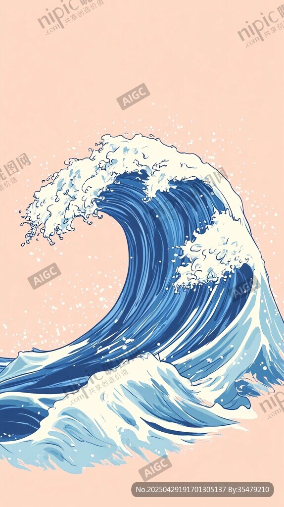 手繪海浪插畫