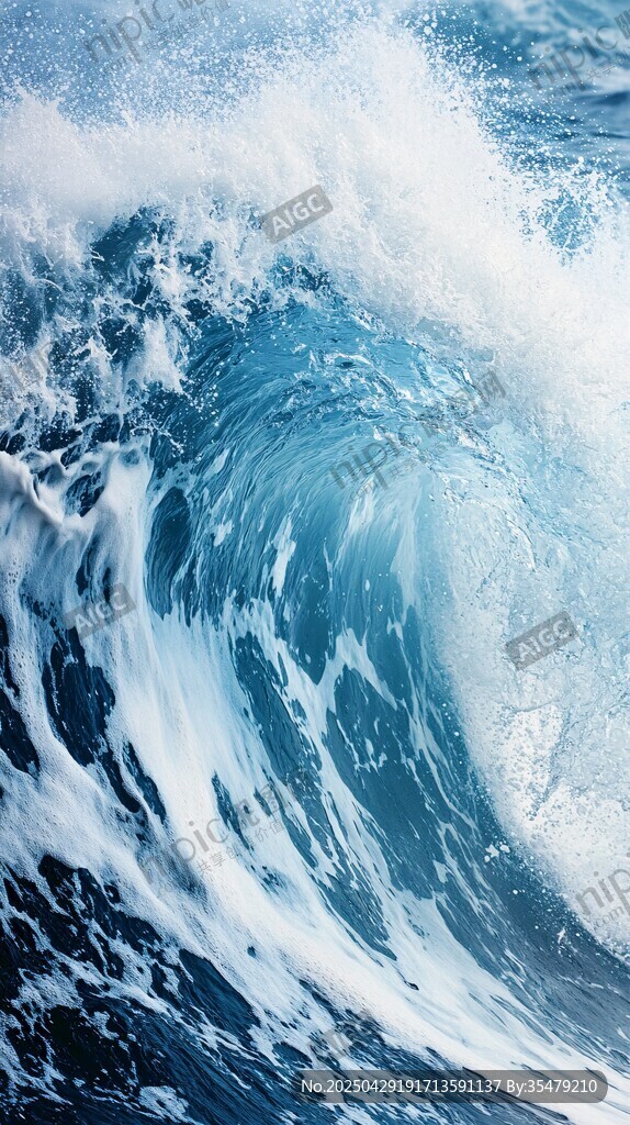 洶涌澎湃的藍色海浪
