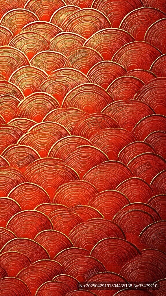 紅色魚(yú)鱗紋背景圖案
