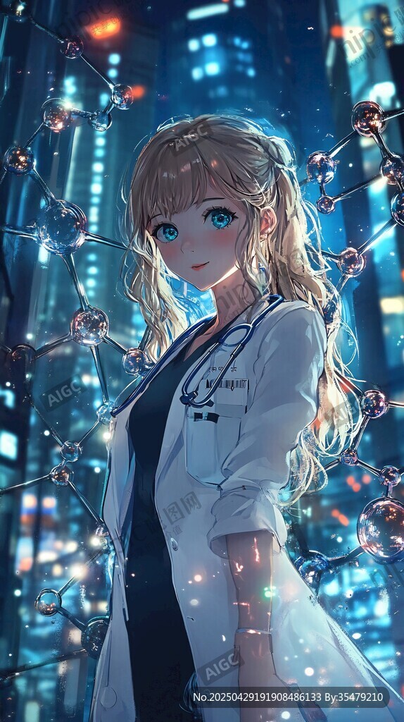 未來都市中的金發(fā)女科學家