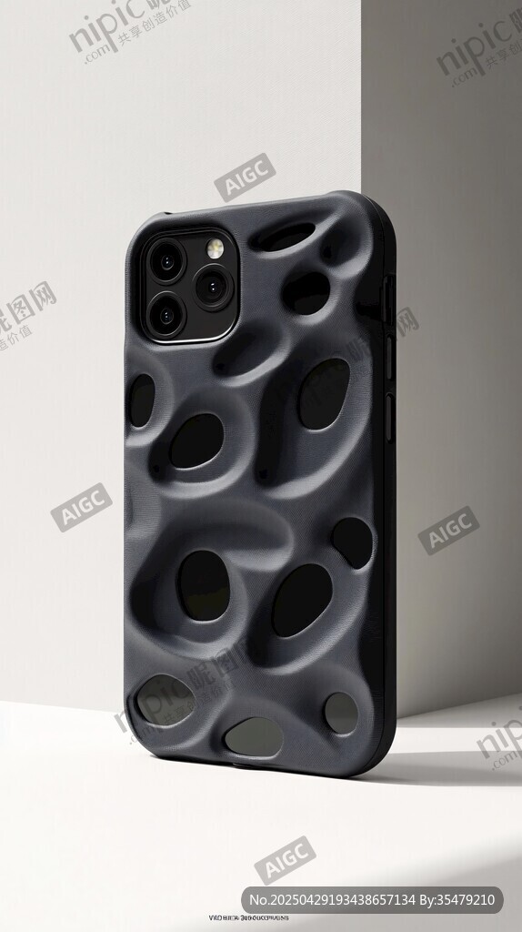 獨特紋理黑色手機殼展示