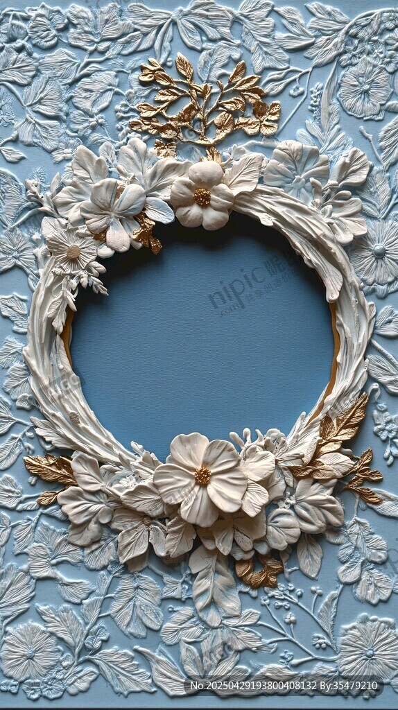 藍(lán)底浮雕花環(huán)裝飾圖案