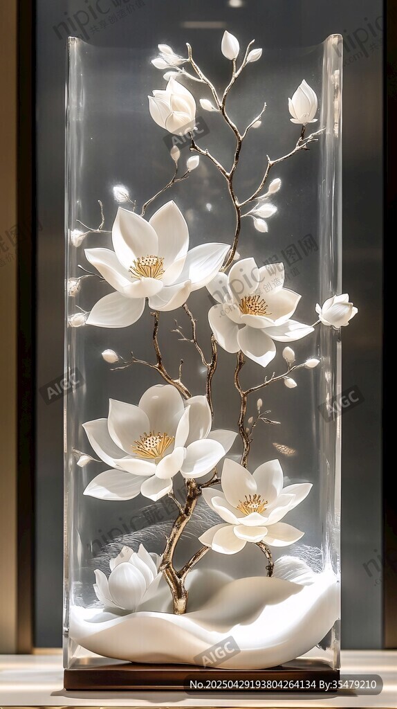 玉蘭花玻璃擺件藝術(shù)之美