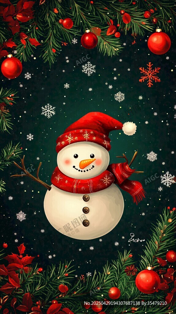 可愛雪人迎圣誕節日氛圍