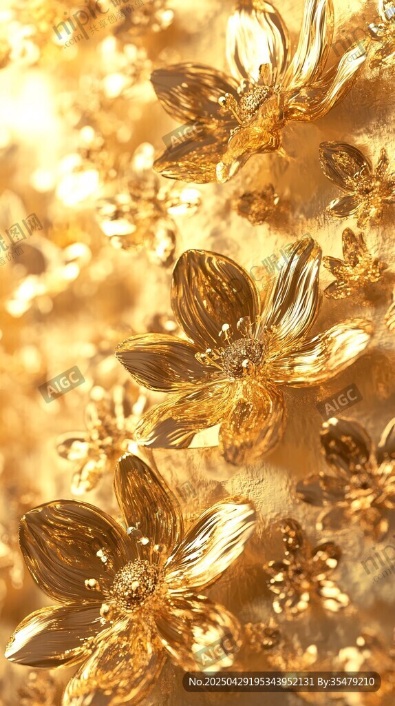 金色璀璨花朵特寫