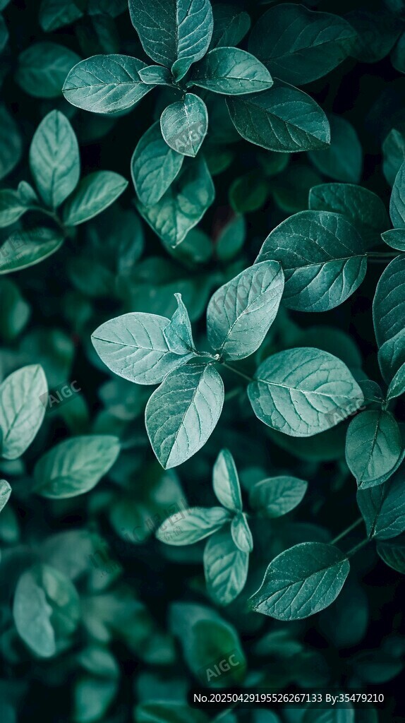 翠綠葉片的清新植物圖景