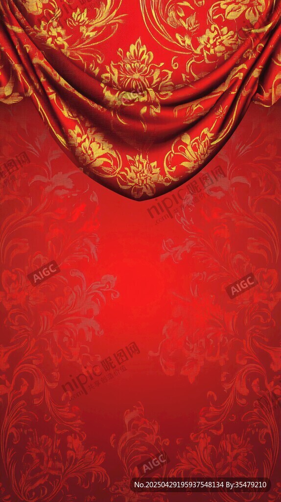 華麗紅金幕布背景圖