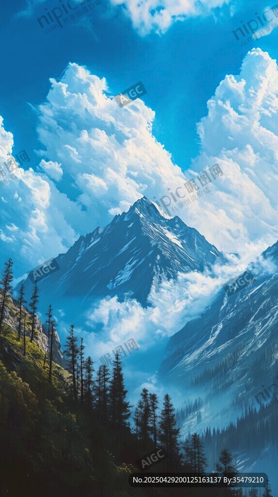 壯麗高山云霧森林美景