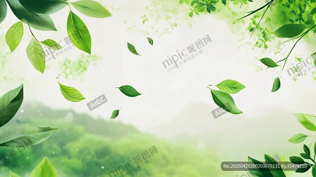 清新綠葉背景自然風(fēng)景圖