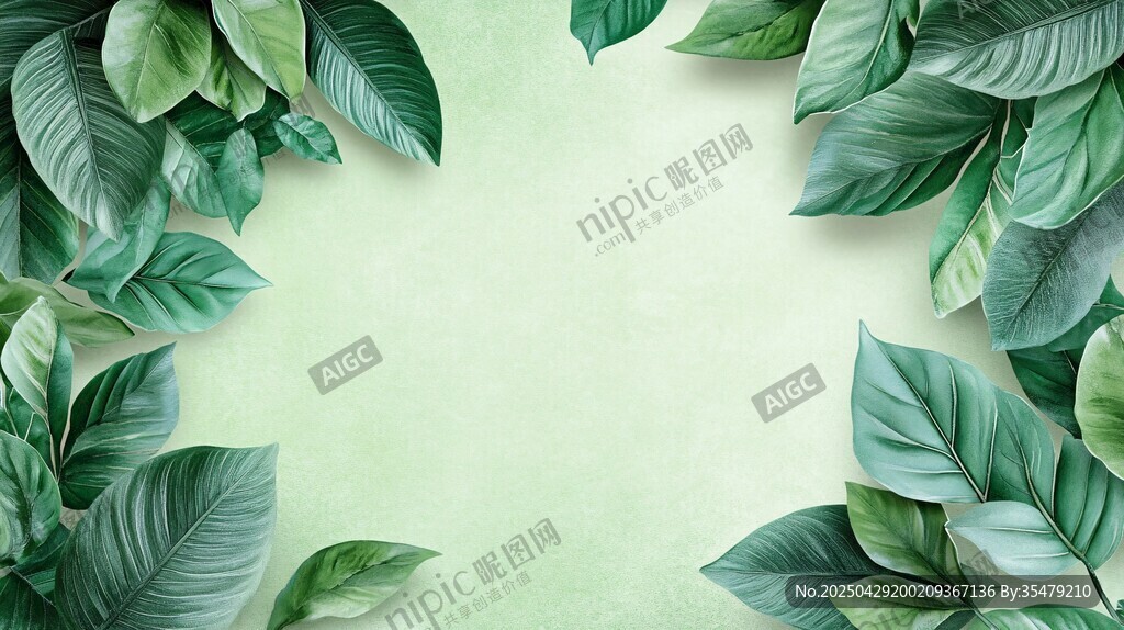 綠葉環(huán)繞的清新背景