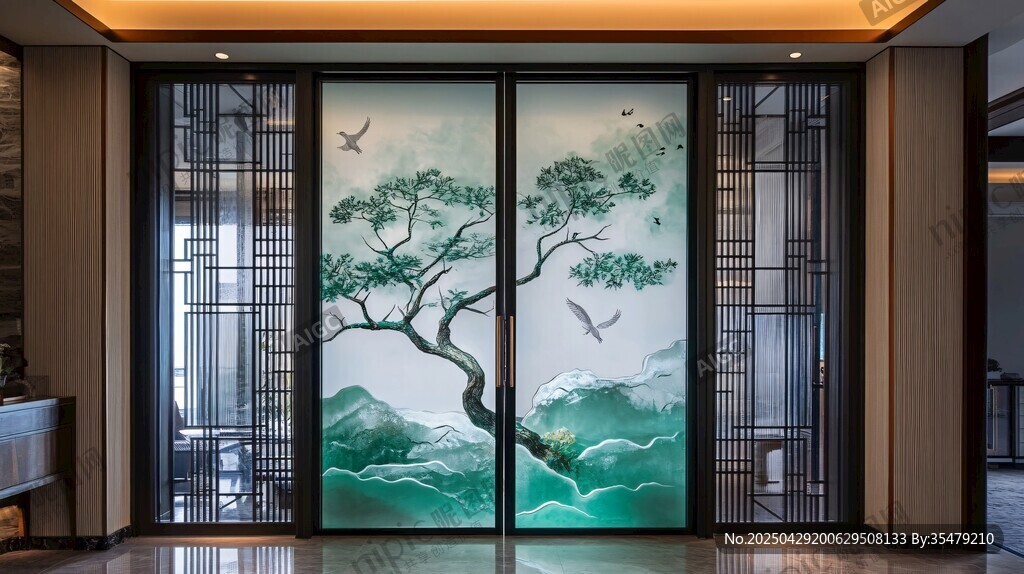 中式藝術(shù)玻璃隔斷 雅致美景