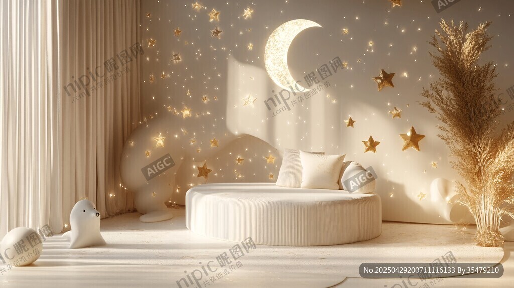 夢幻星月臥室裝飾場景