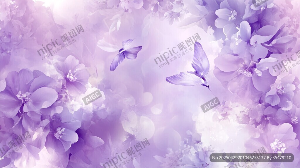 夢(mèng)幻紫花與翩躚蝴蝶