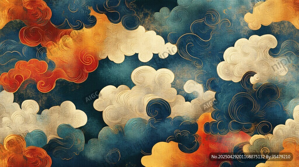 中式夢幻云海圖案紋理