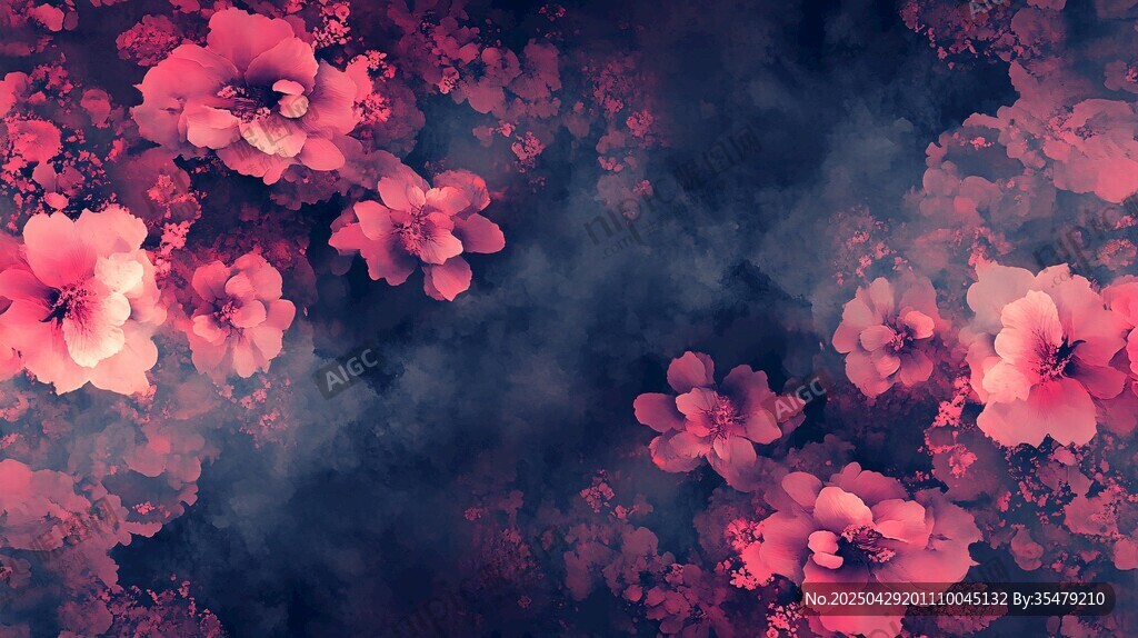 夢幻粉色花卉背景圖