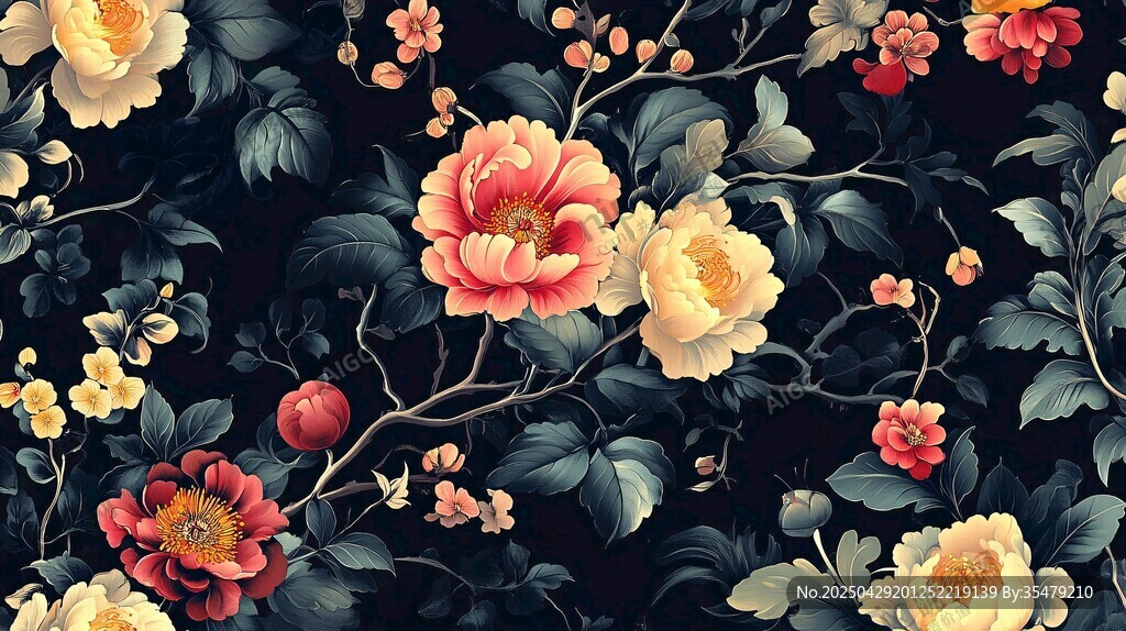 復(fù)古繁花圖案背景
