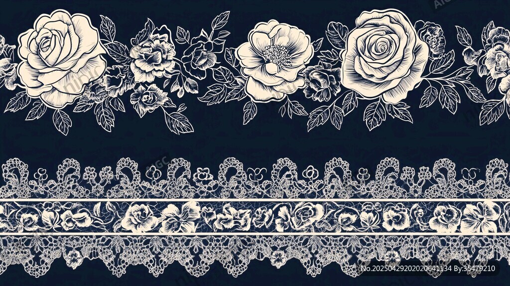 復(fù)古花卉蕾絲花邊圖案