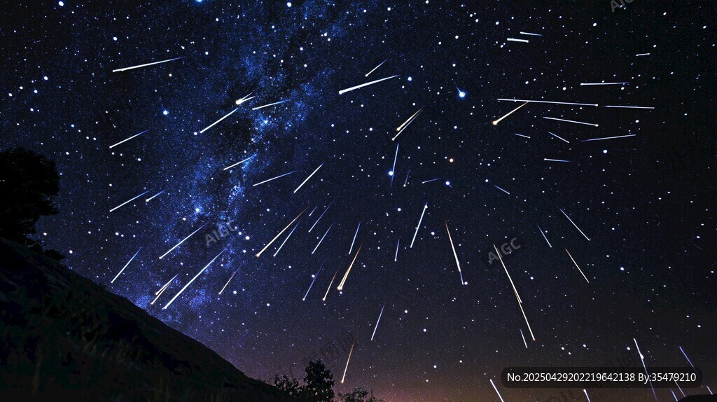 夜空中絢爛的流星雨景觀