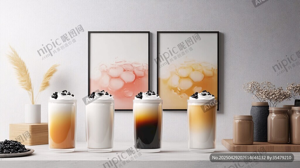 多樣美味奶茶飲品展示
