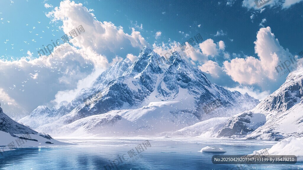 壯麗雪山下的寧靜湖泊