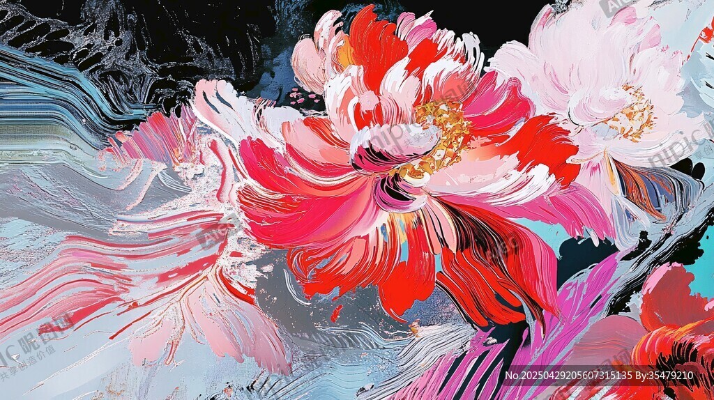 抽象絢麗花卉藝術(shù)畫作