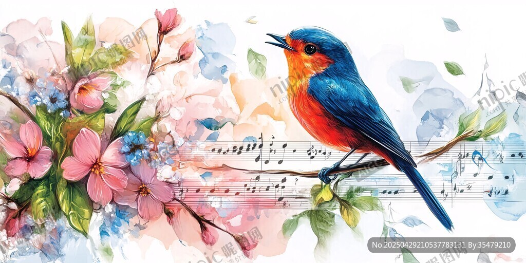 花鳥音符圖 靈動(dòng)自然之美