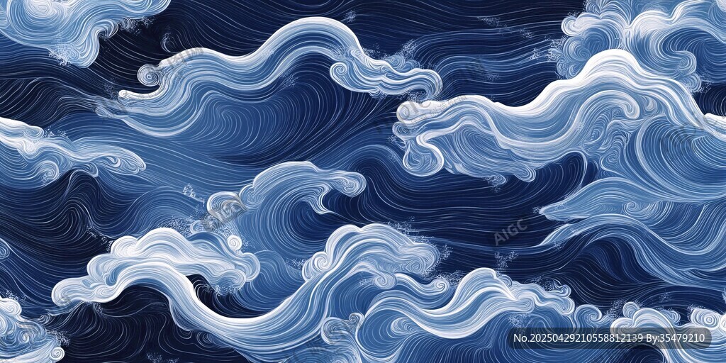藍(lán)色夢(mèng)幻海浪紋理圖案