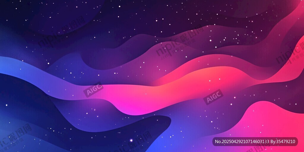 夢幻漸變星空波浪背景