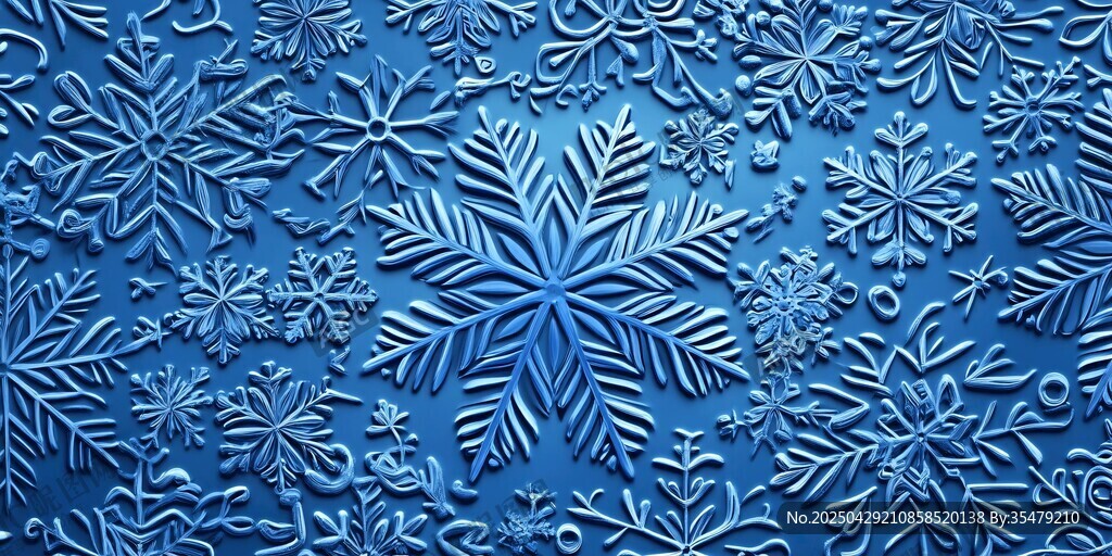 藍色立體雪花紋理背景圖