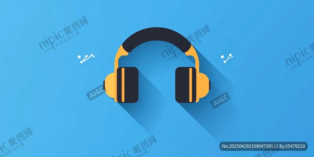 時(shí)尚黃色耳機(jī)在藍(lán)色背景