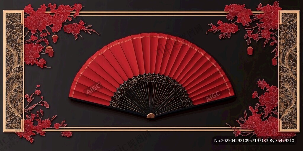 古典紅扇 中式雅致裝飾
