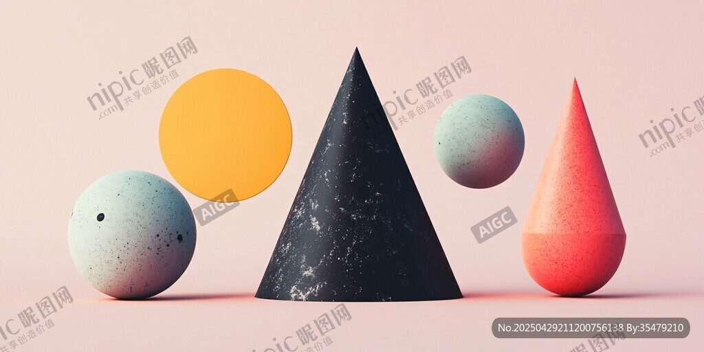 幾何形狀的多彩立體組合