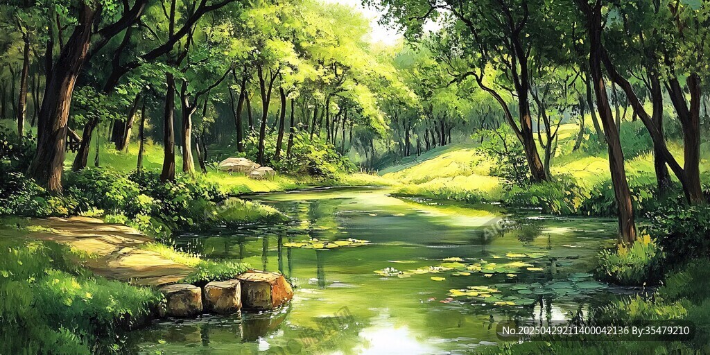 森林中的靜謐溪流美景