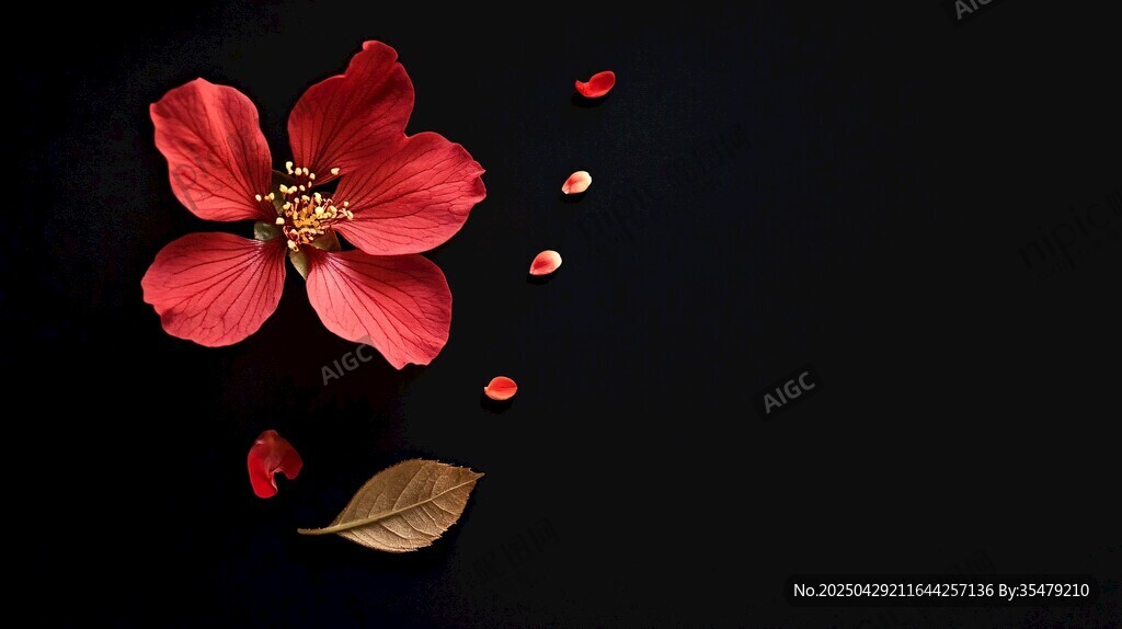 黑底上的嬌艷紅花朵