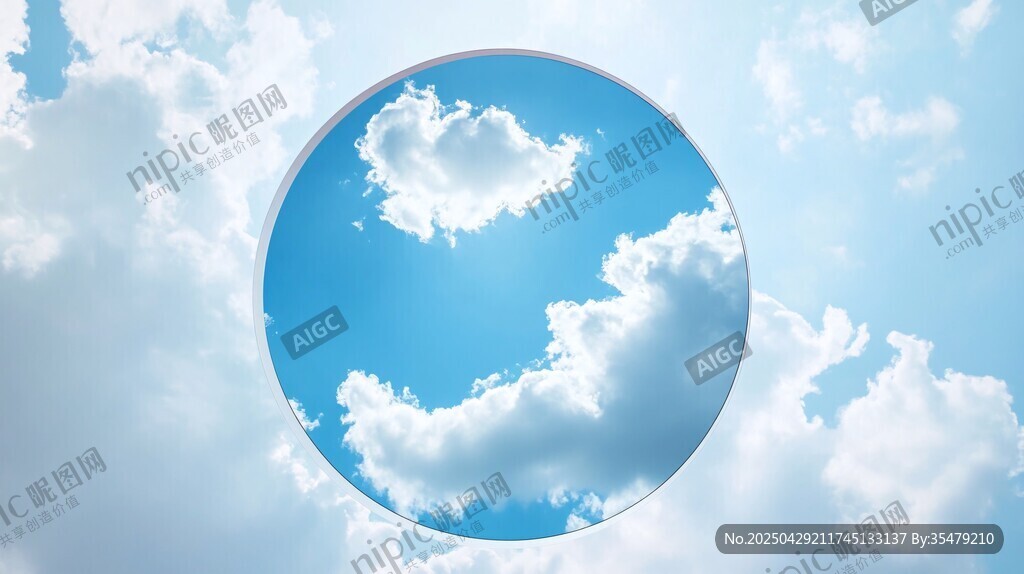 圓形天空景象 云朵與藍天