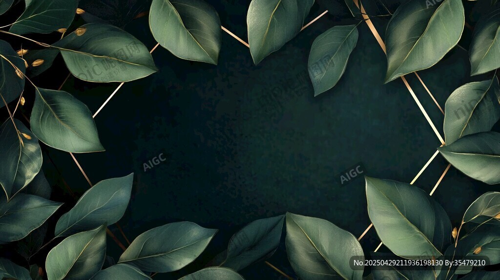 綠葉環(huán)繞的深綠背景畫面