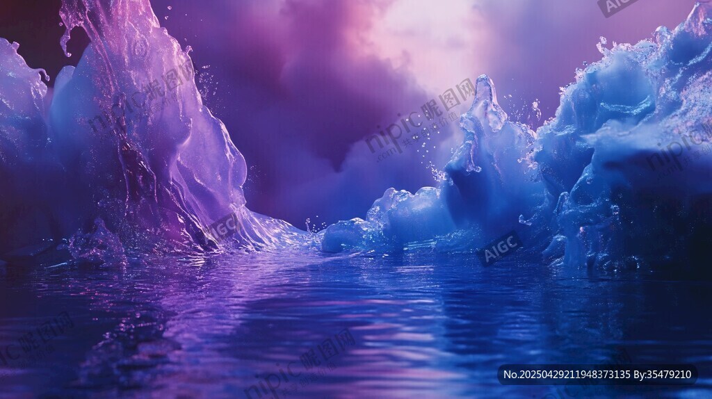 夢幻紫色海浪奇幻景觀