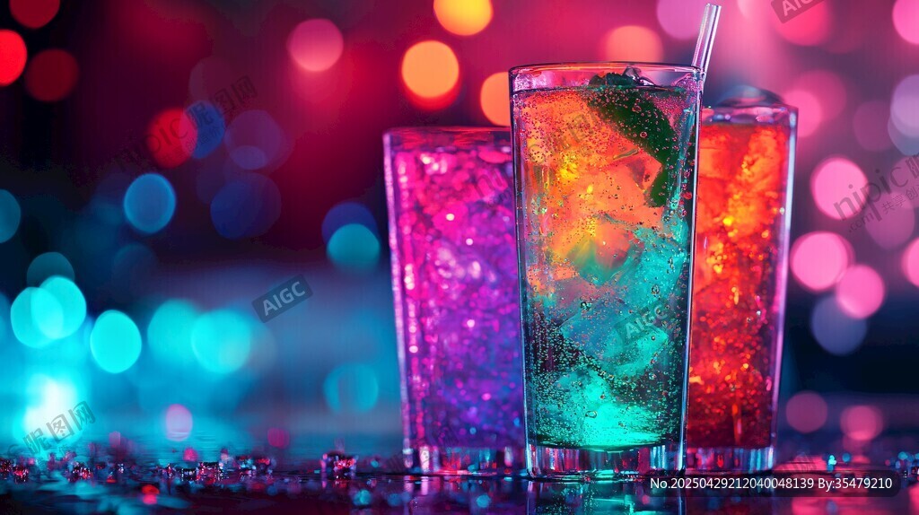 炫彩雞尾酒閃耀夢幻背景