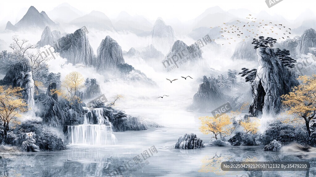 水墨山水間的詩意自然畫卷