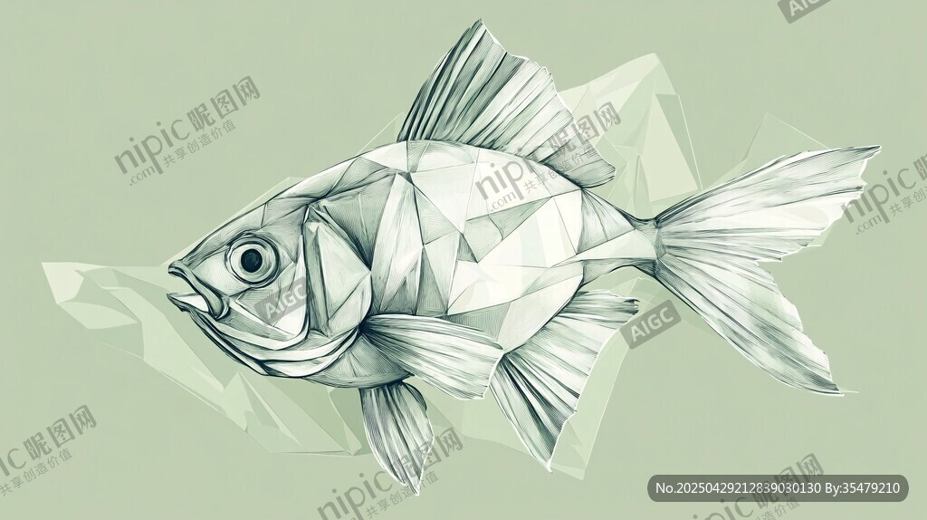 幾何風(fēng)格手繪簡(jiǎn)約金魚圖